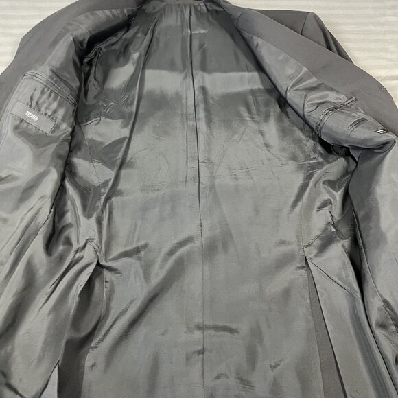 Hugo Boss Blazer Mens 44 Black Super 100 Wool Classic Fit Sport Coat Jacket - Picture 11 of 15